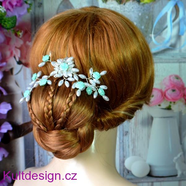 Svatební spona do vlasů mint
