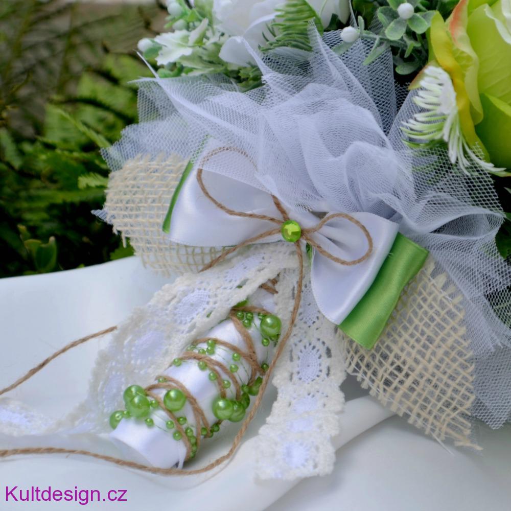 Svatební kytice Camelia green a korsáž