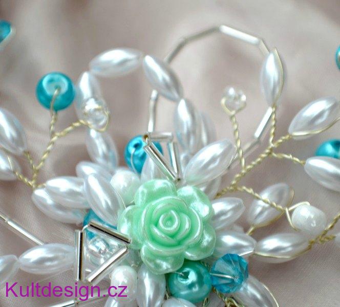 Svatební spona do vlasů tyrkysová