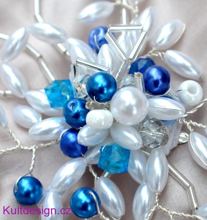 Svatební spona do vlasů modrá