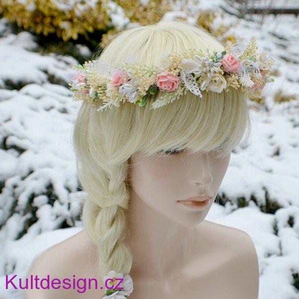 Svatební věneček do vlasů shabby chic