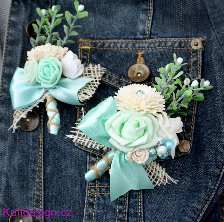 Svatební kytice Mint vintage a korsáž