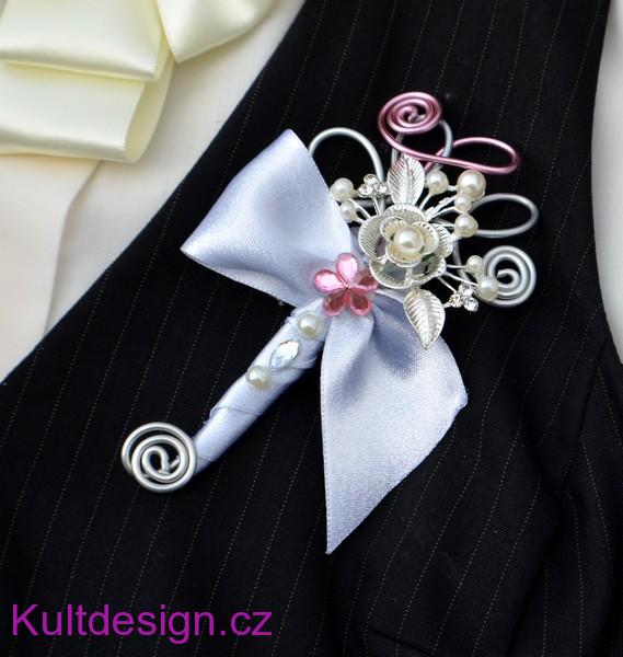 Brožová kytice Versailles stříbrná a korsáž