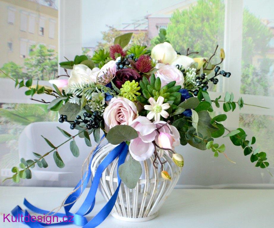 Svatební kytice Boho Blue a korsáž