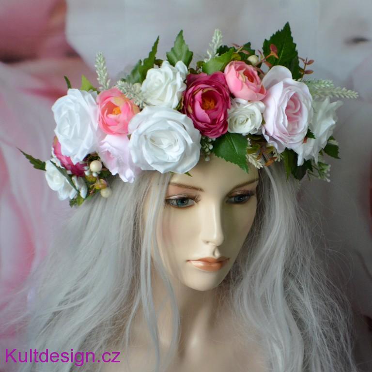 Květinová parta věnec do vlasů