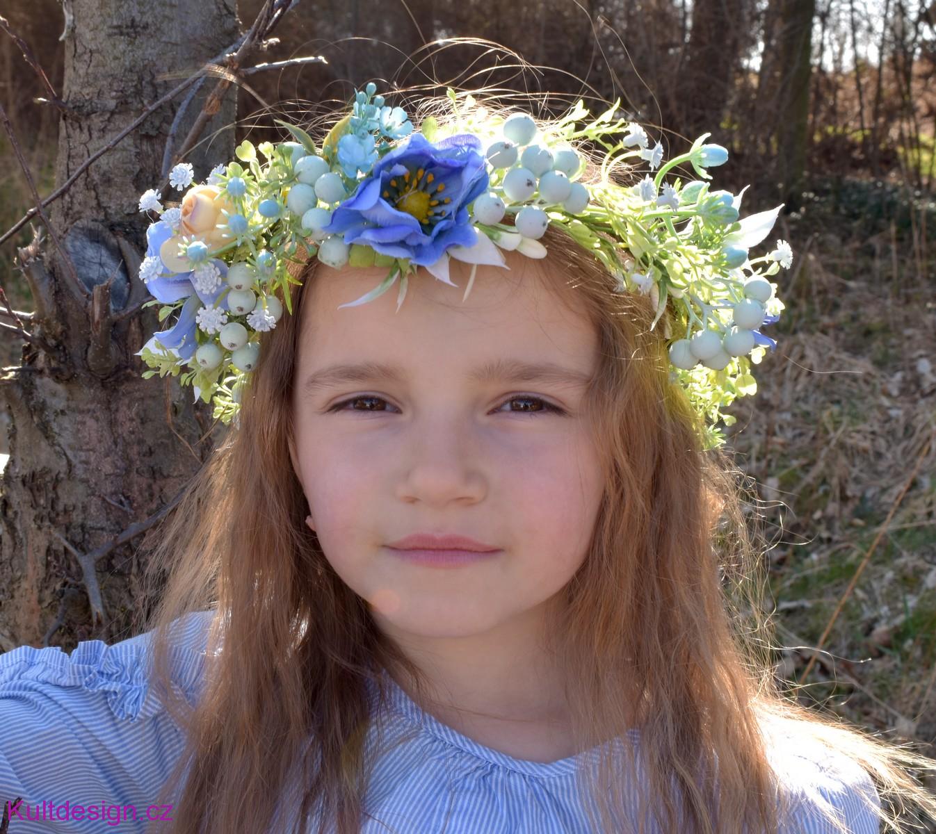 Svatební věneček do vlasů modrozelený