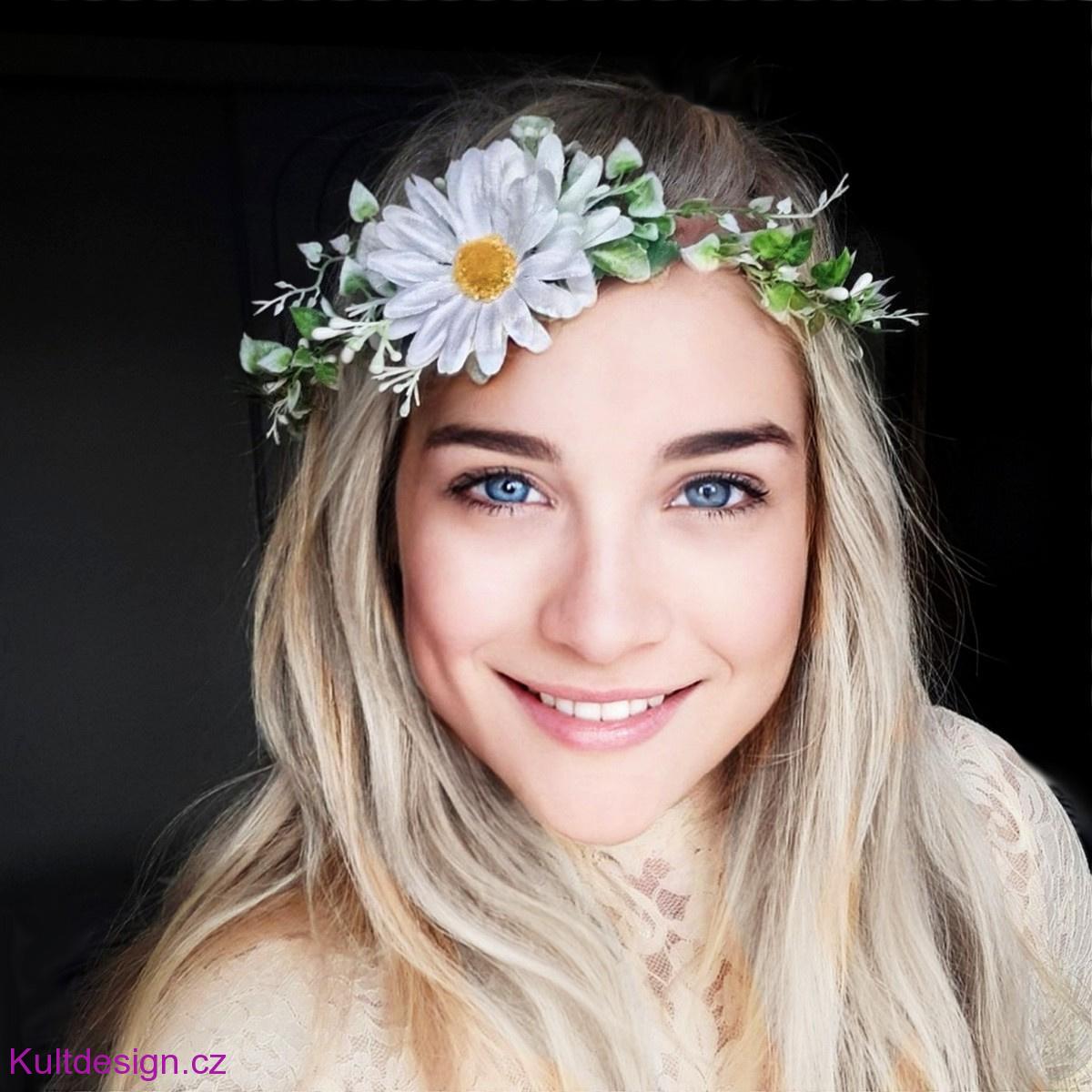 Květinový věneček do vlasů kopretinka