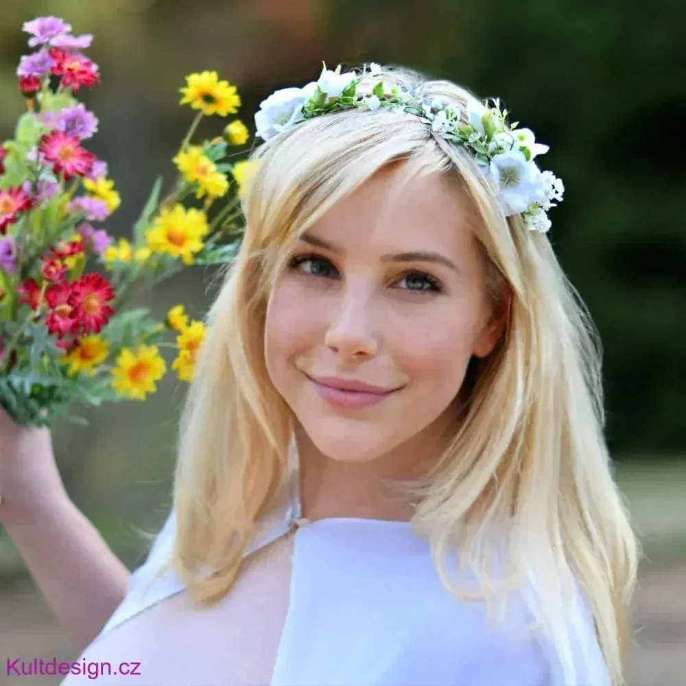 Květinová čelenka bílá