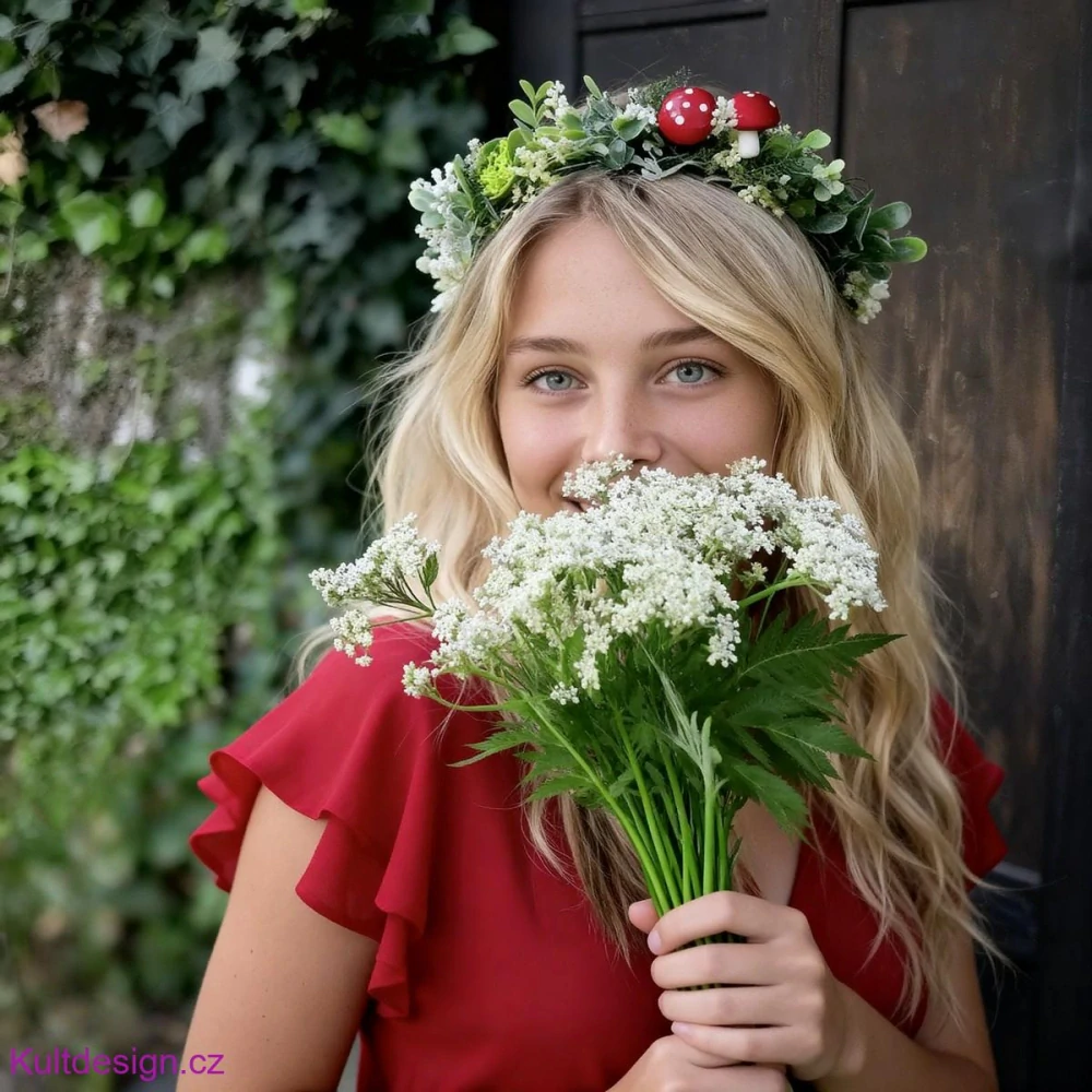 Květinová čelenka muchomůrky