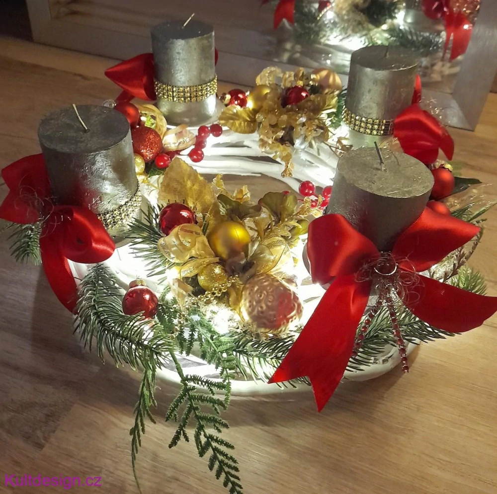 Adventní svícen se světýlky 41 cm