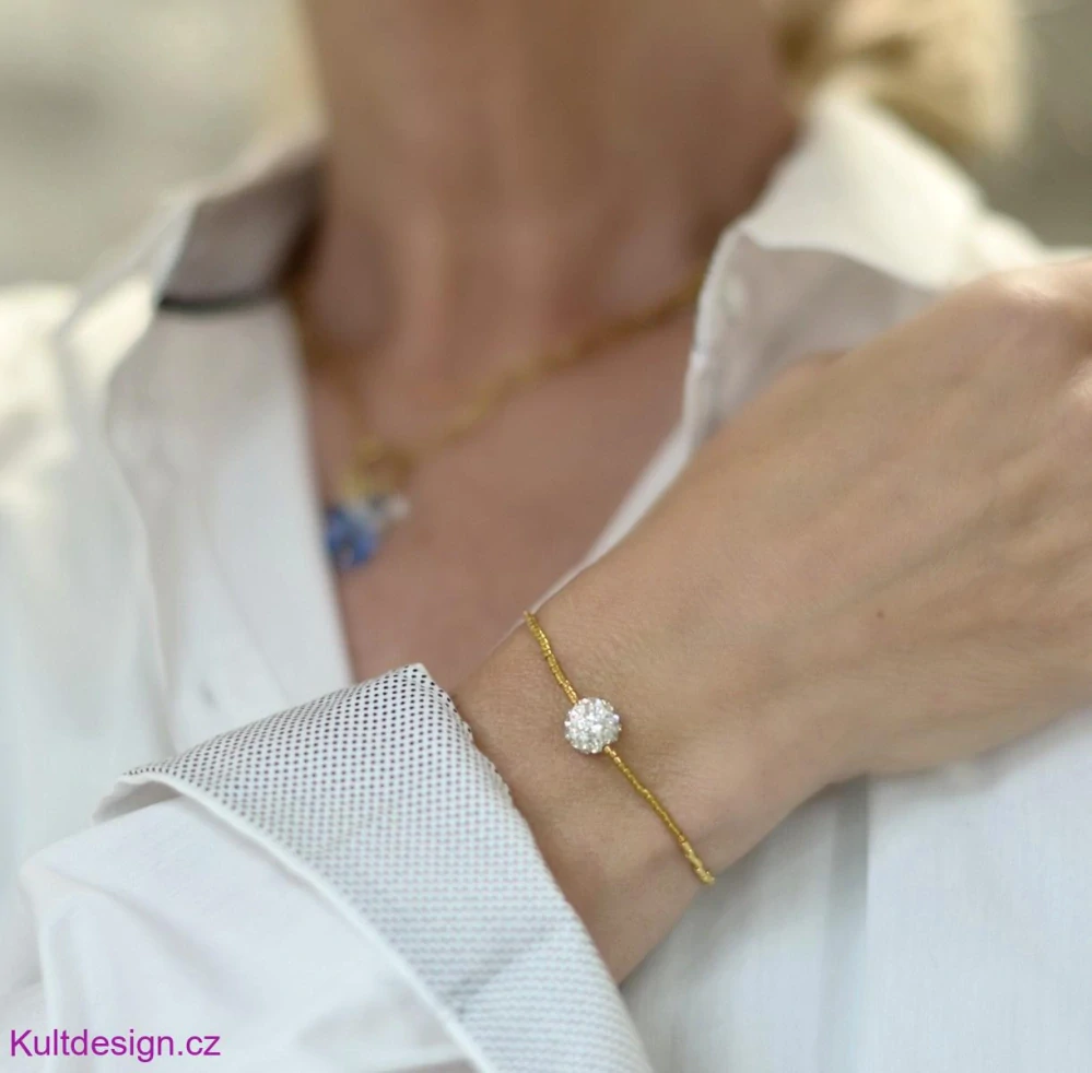 Miyuki náramek zlatý s shamballa kuličkou