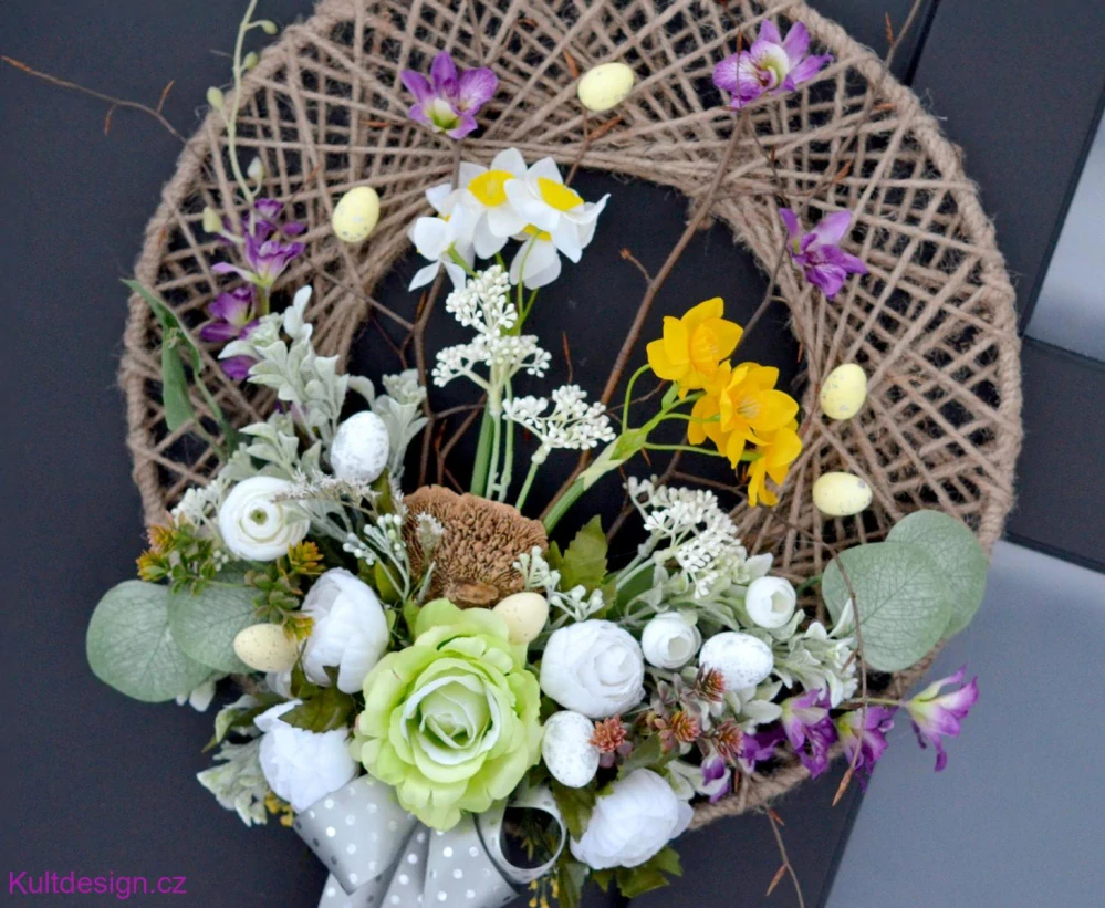 Velikonoční věnec ve stylu hygge 38cm