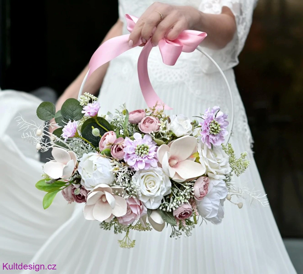 Svatební kytice Hoop Pink a korsáž