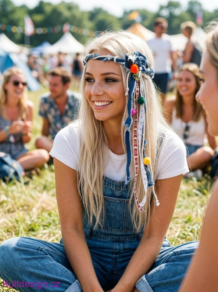 Originální džínový věneček na festival