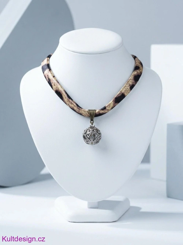 Choker náhrdelník s leopardím vzorem filigrán