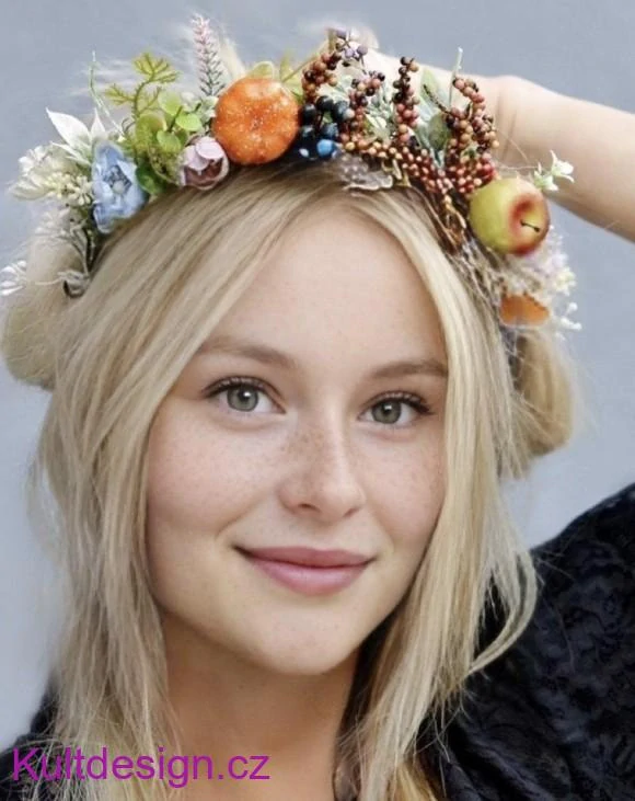 Podzimní květinová boho čelenka