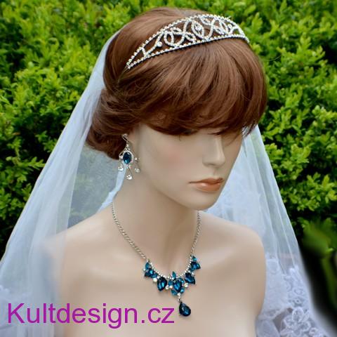 Štrasová souprava tmavě tyrkysová