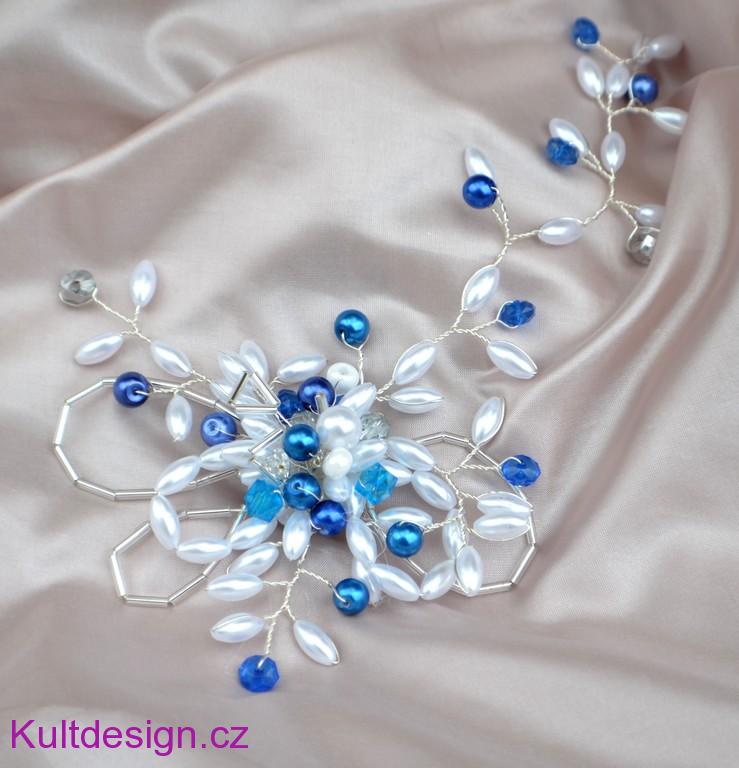 Svatební spona do vlasů modrá