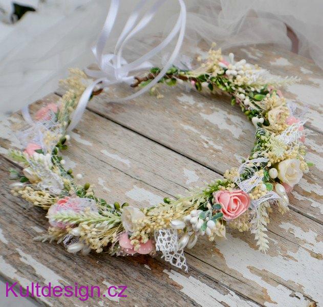 Svatební věneček do vlasů shabby chic