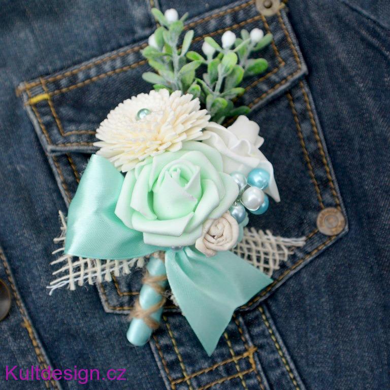 Svatební kytice Mint vintage a korsáž