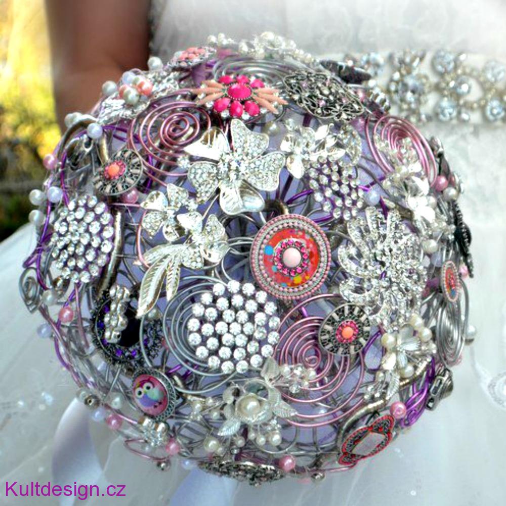 Brožová kytice Versailles stříbrná a korsáž