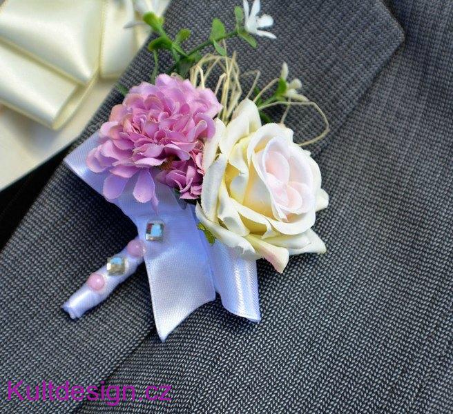 Svatební kytice Rita, korsáž a spona do vlasů