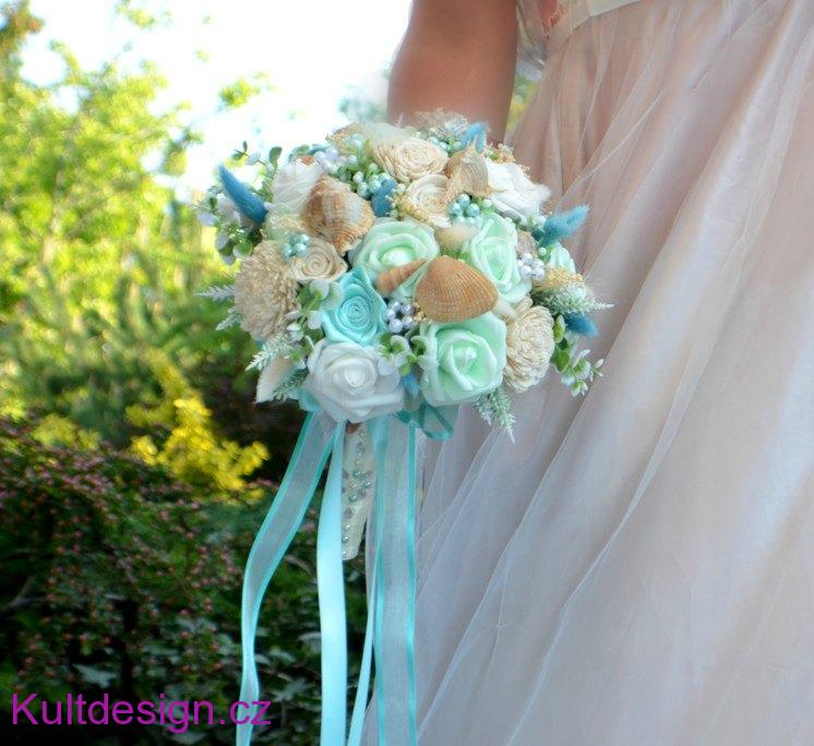 Svatební kytice Laguna a korsáž 