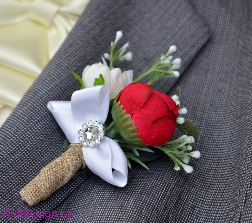 Svatební kytice Boho Bordeaux  a korsáž