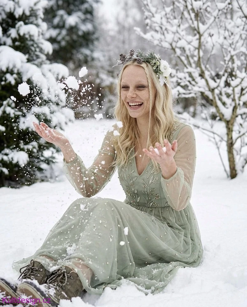 Zimní květinová boho čelenka do vlasů