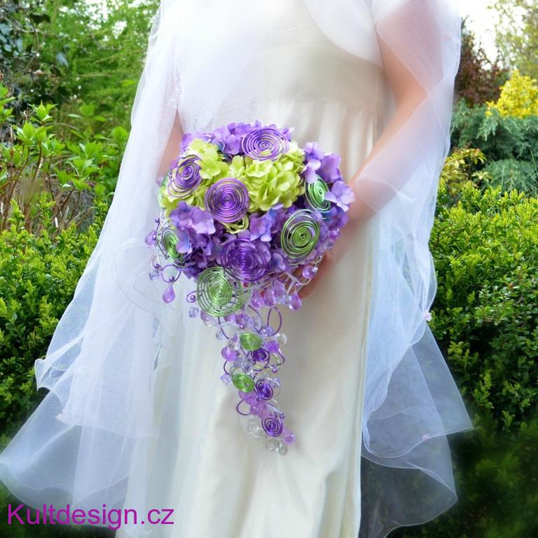 Svatební kytice Hydrangea lila green+ korsáž