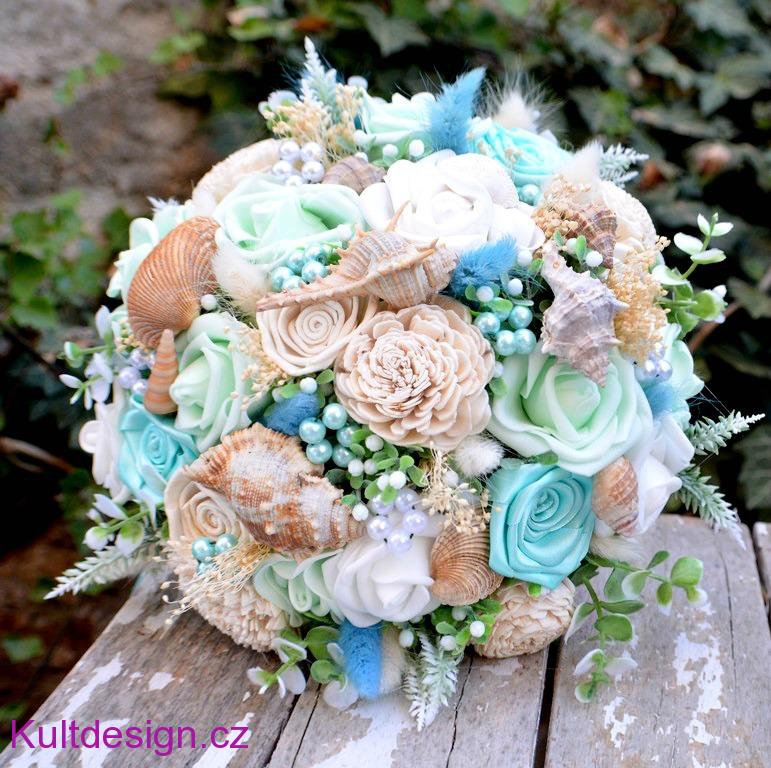 Svatební kytice Laguna a korsáž 