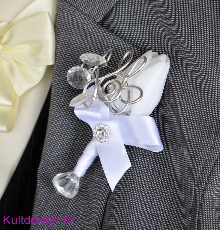 Svatební kytice Sněžné tulipány a korsáž