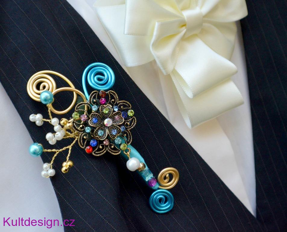 Brožová kytice Versailles II. a korsáž