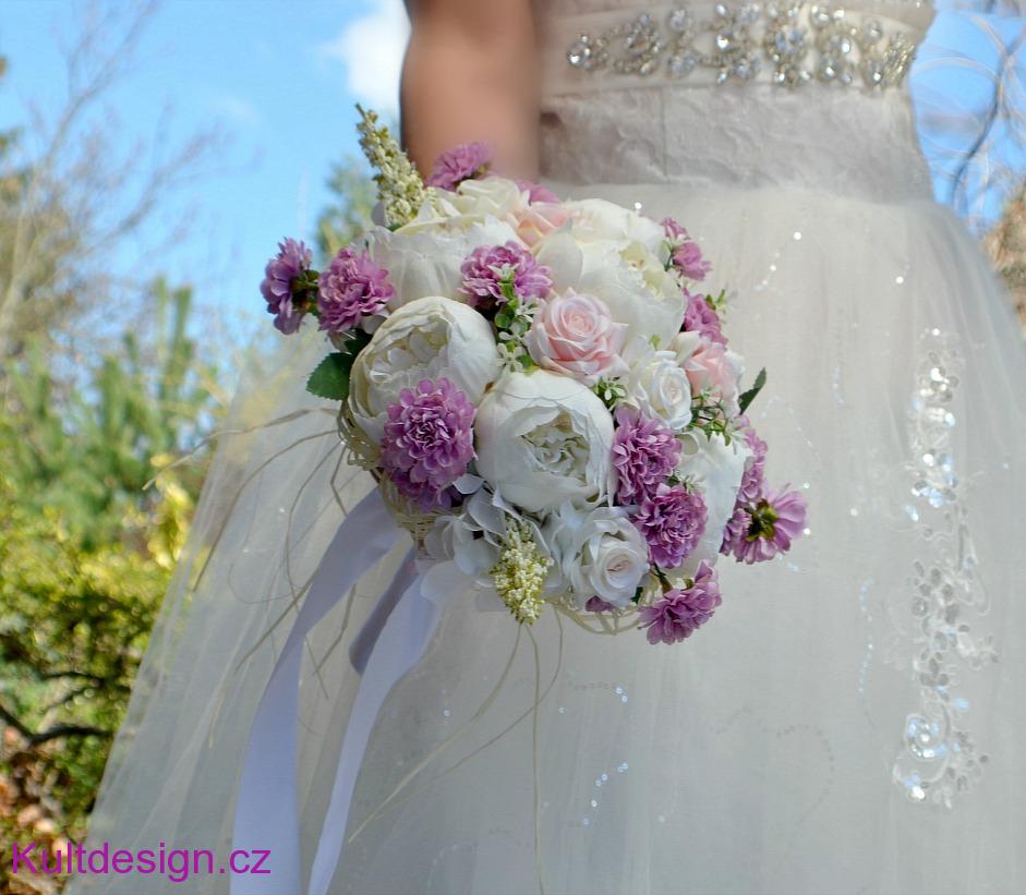 Svatební kytice Rita, korsáž a spona do vlasů