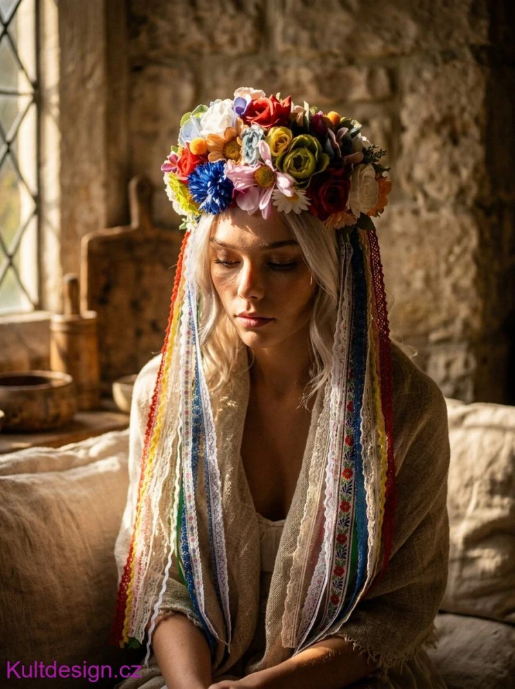 Květinová parta věneček folklorní