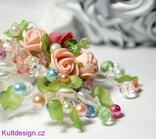 Spona do vlasů Vintage Roses pastel