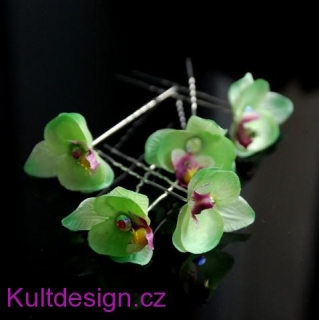 Svatební vlásenky orchidea zelená