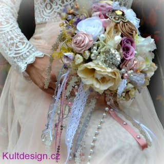 Svatební kytice  Shabby baby + korsáž