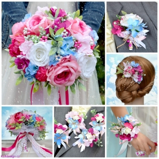 Svatební set  Fuchsia blue 8 kusů