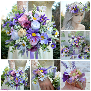 Svatební set Luční do fialova 9 ks