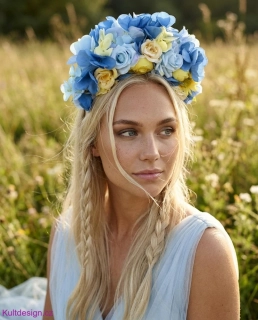 Květinová čelenka modrožlutá