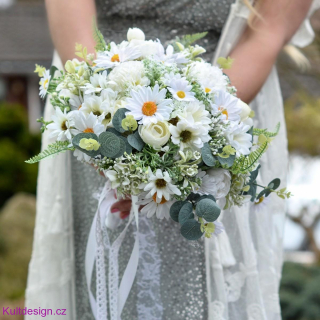 Svatební kytice Kopretinka a korsáž