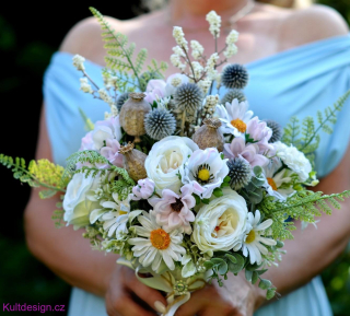 Svatební kytice z umělých květin Anita a korsáž