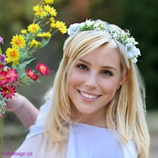 Květinová čelenka bílá
