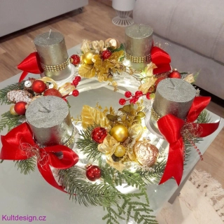 Adventní svícen se světýlky 41 cm