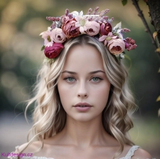 Květinová čelenka vínová