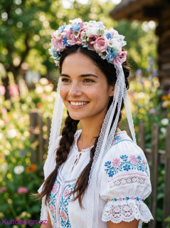 Květinová čelenka folklorní styl