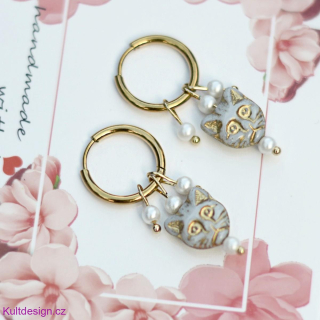 Ocelové náušnice aztécké kočky