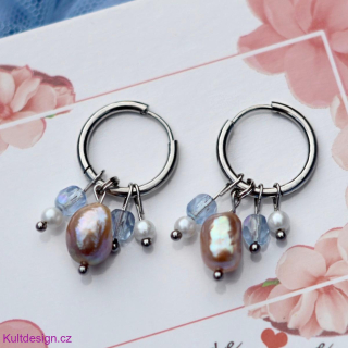 Ocelové náušnice s říční perlou