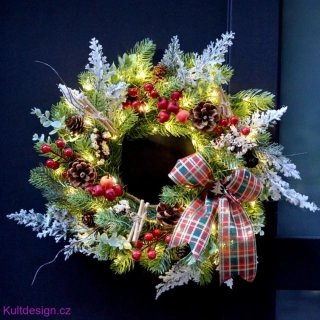 Vánoční věnec se světýlky s časovačem 38 cm
